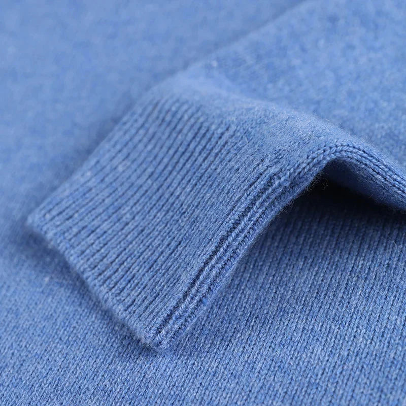 2025 New Pure Cashmere Sweater Men's Knit Large Size High-End Top 100%Wool Half High Neck Thick Pullover Winter Youth Wild Warm