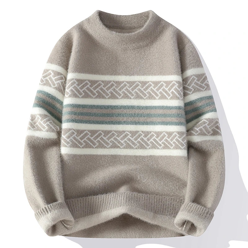 2024 winter new style men's sweater knitted striped Men Fashion Sweaters Thicken Warm wool pullovers Sweater male clothing