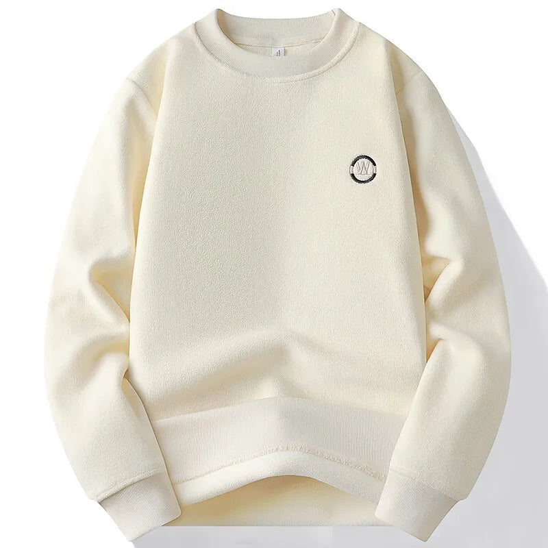 Men's Fashion Thick Hoodie Embroidery Pullover Fleece Lined Men's Winter Clothes Elegant Luxury Brand White Green Pullovers