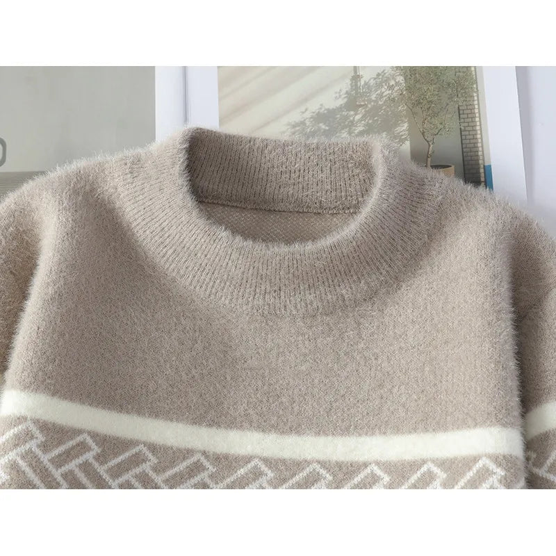 2024 winter new style men's sweater knitted striped Men Fashion Sweaters Thicken Warm wool pullovers Sweater male clothing