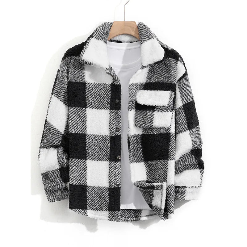 Casual Plaid Men's Jacket Spring Autumn New Style Middle Youth Breathable Loose Fit Button up Outerwear Fashionable Top