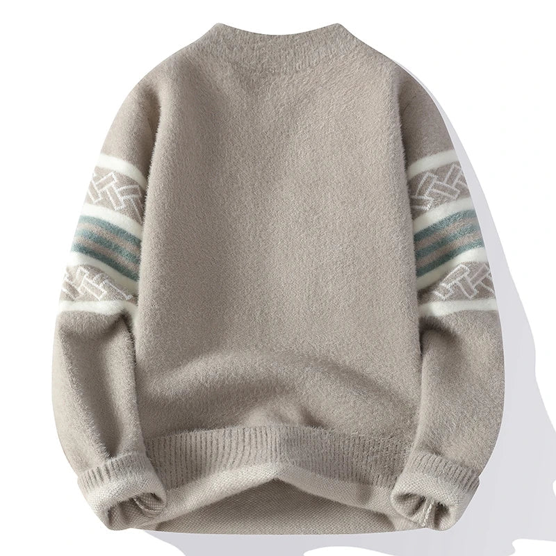2024 winter new style men's sweater knitted striped Men Fashion Sweaters Thicken Warm wool pullovers Sweater male clothing