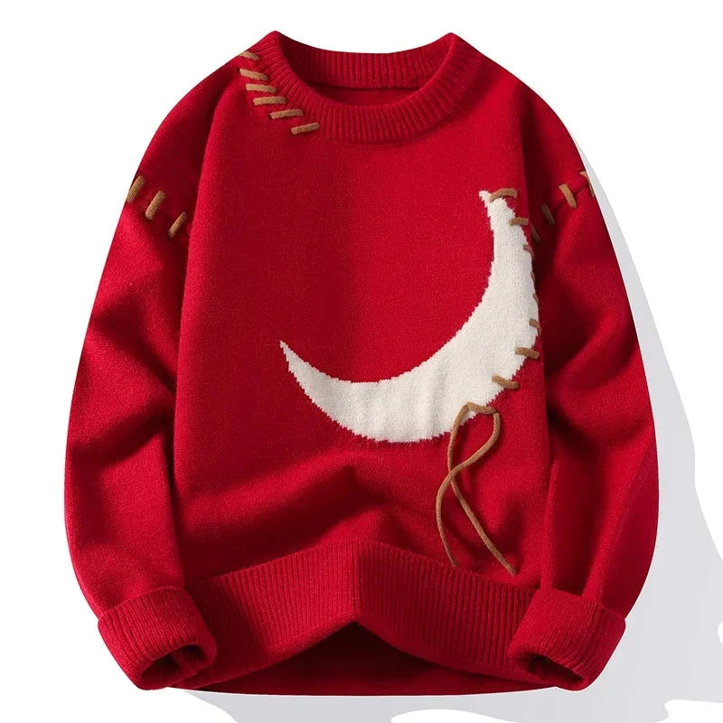 Korean Style Men's Women's Sweater Knitted Trendy Youth Student Style Knitwear Top Casual Warm Crew Neck Knitted Pullover 4XL-M