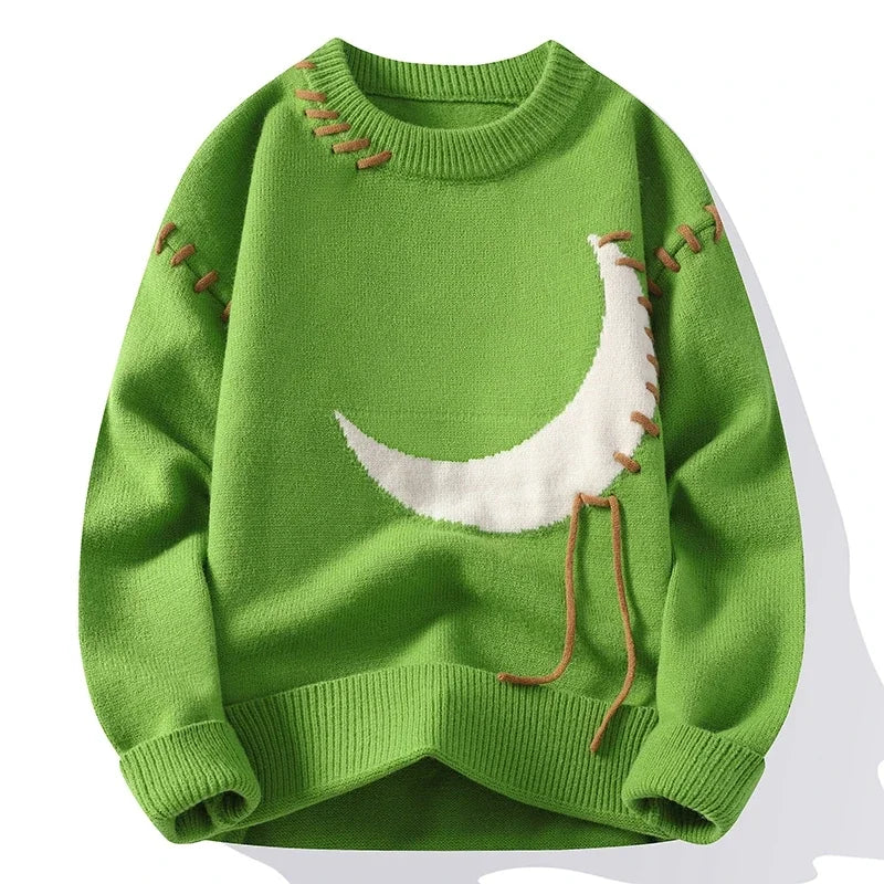 Korean Style Men's Women's Sweater Knitted Trendy Youth Student Style Knitwear Top Casual Warm Crew Neck Knitted Pullover 4XL-M