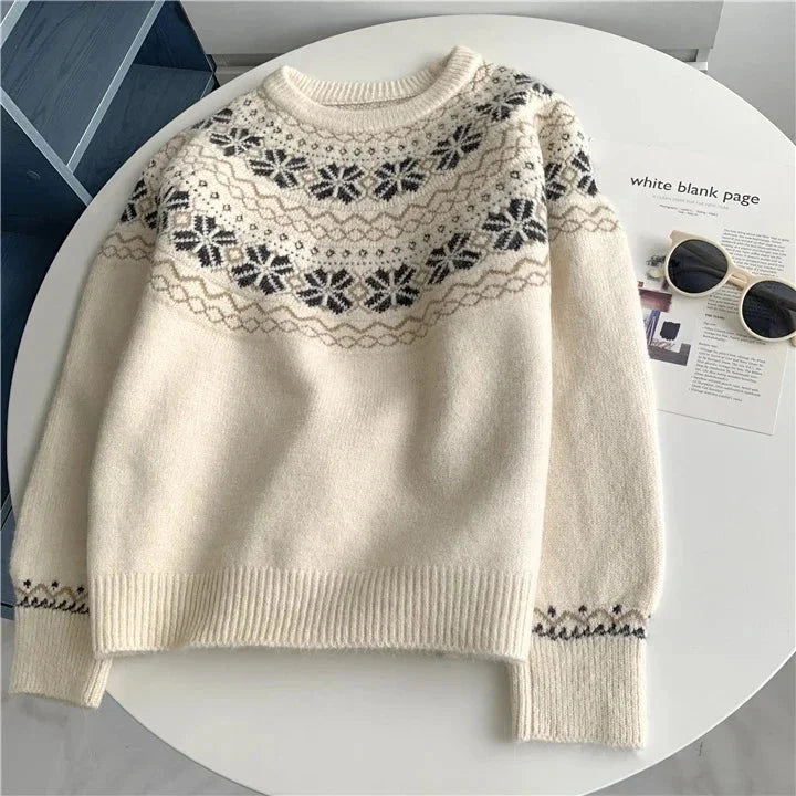 Korean Style Cloud Shoulder Oversized Knitted Sweater round Neck Pullover Japanese Style Tielefeld Lazy Vintage Top