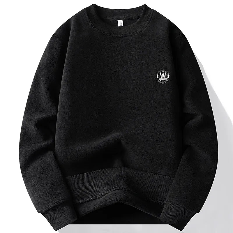 Men's Fashion Thick Hoodie Embroidery Pullover Fleece Lined Men's Winter Clothes Elegant Luxury Brand White Green Pullovers