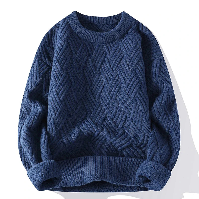 Autumn Winter O Neck Kint Pullovers Men Solid Color Casaul Sweater Loose Knitted Fashion Streetwear Warm Pullover Sweaters Man
