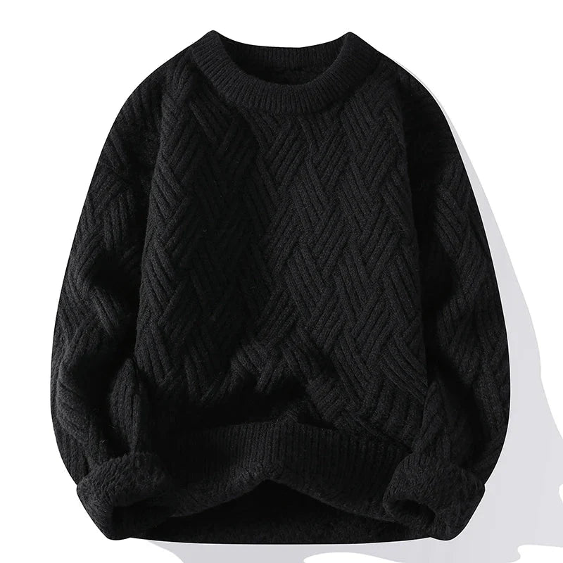 Autumn Winter O Neck Kint Pullovers Men Solid Color Casaul Sweater Loose Knitted Fashion Streetwear Warm Pullover Sweaters Man