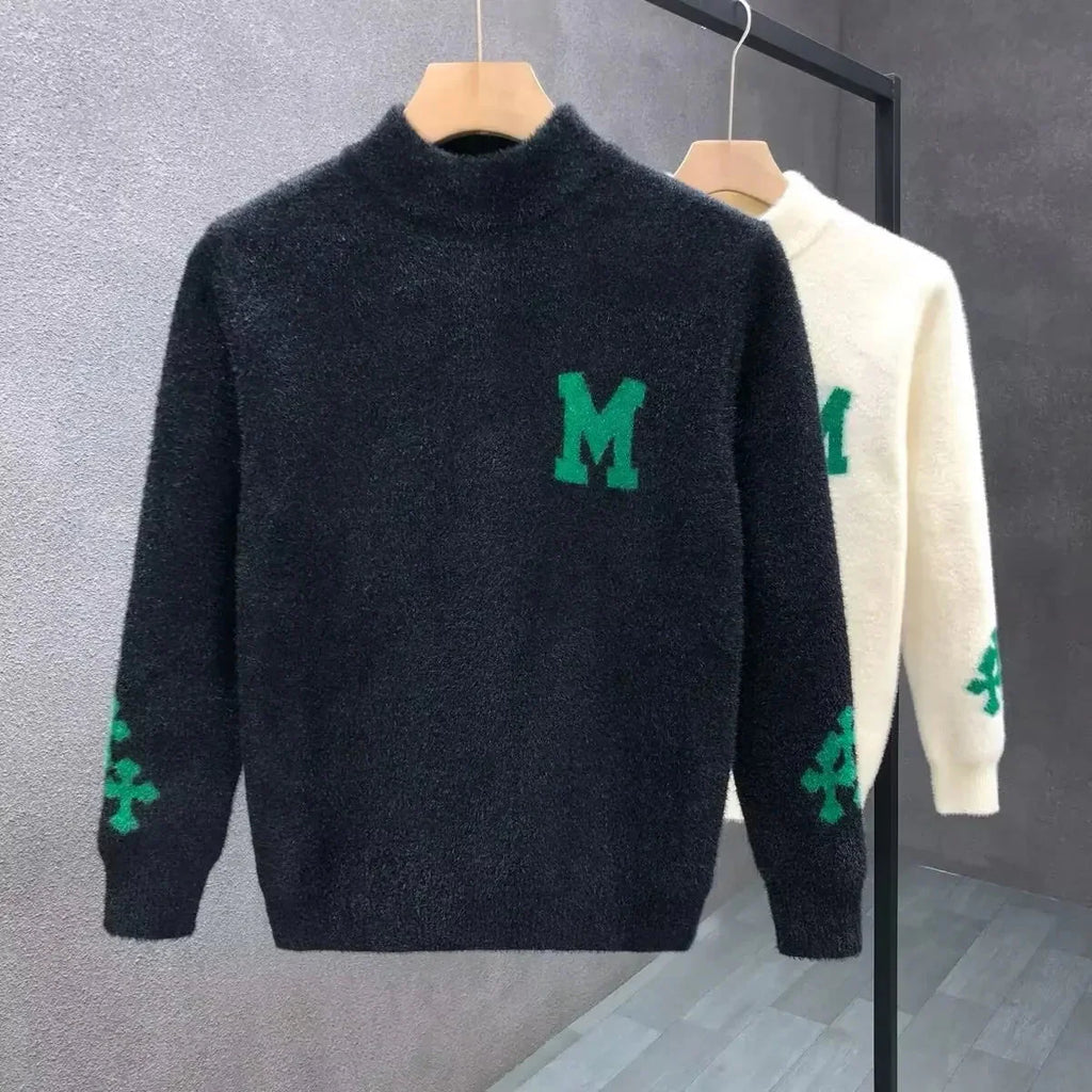 Quality Mink Velvet Knitted Sweater round Neck Men's Autumn Winter Casual Fashionable Youth Student Knitwear Comfortable Sweatsh