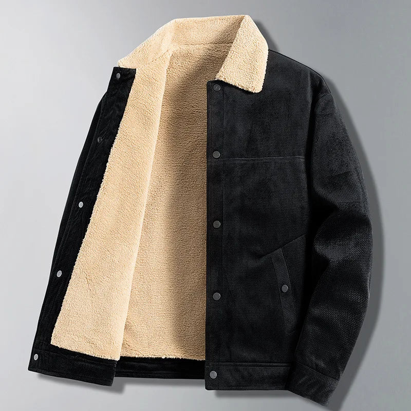 Autumn Winter Loose Casual Long Sleeved Cotton Jacket Korean Version Solid Color Thickened Warm Single Breasted Jacket