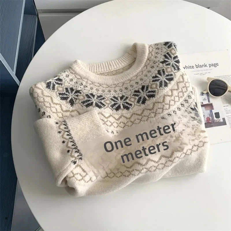 Korean Style Cloud Shoulder Oversized Knitted Sweater round Neck Pullover Japanese Style Tielefeld Lazy Vintage Top