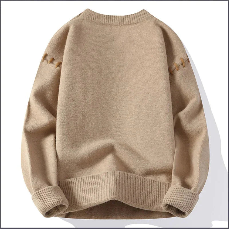 Korean Style Men's Women's Sweater Knitted Trendy Youth Student Style Knitwear Top Casual Warm Crew Neck Knitted Pullover 4XL-M