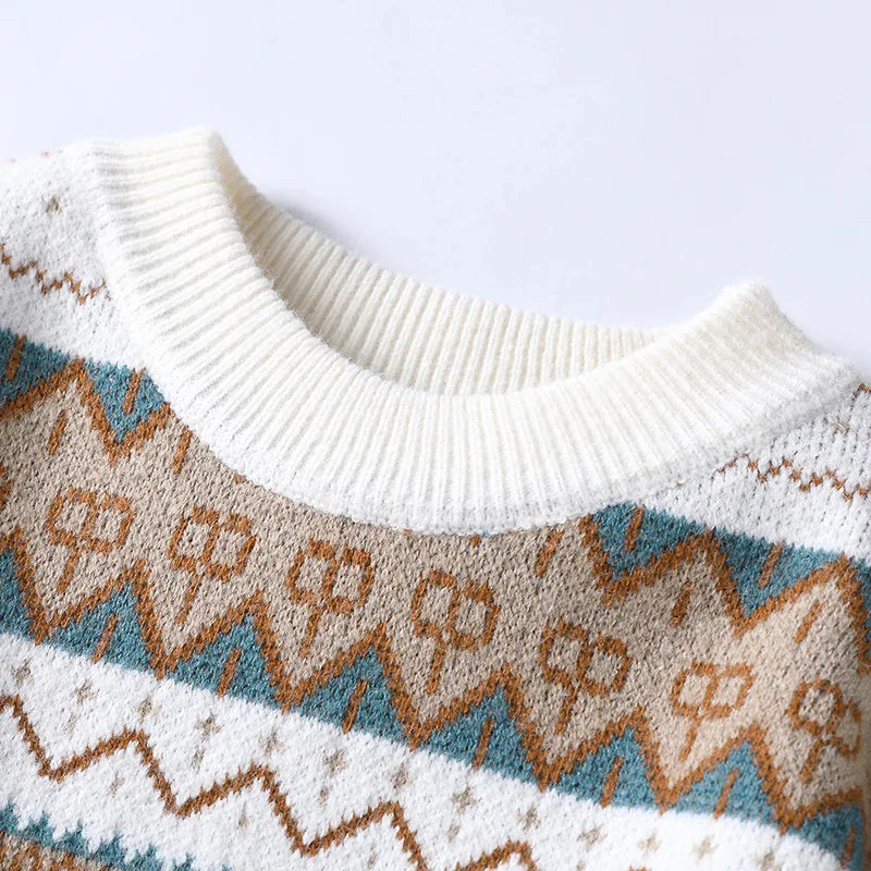 2025 autumn and winter new men's high-quality thickened ethnic style knitted round neck sweater base sweater pullover