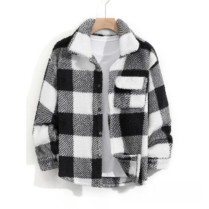 Casual Plaid Men's Jacket Spring Autumn New Style Middle Youth Breathable Loose Fit Button up Outerwear Fashionable Top