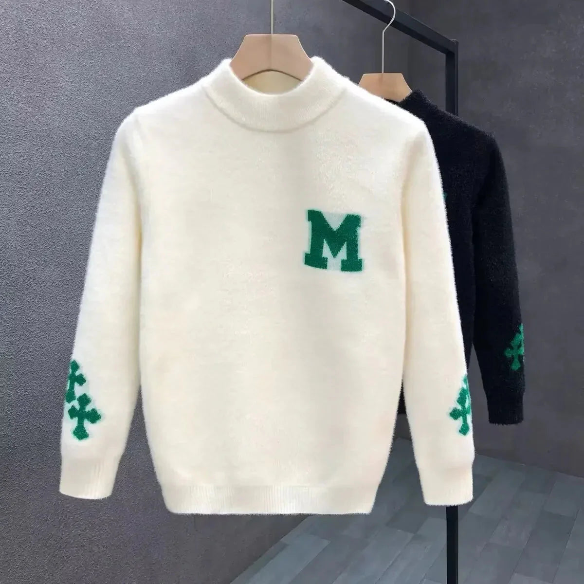 Quality Mink Velvet Knitted Sweater round Neck Men's Autumn Winter Casual Fashionable Youth Student Knitwear Comfortable Sweatsh