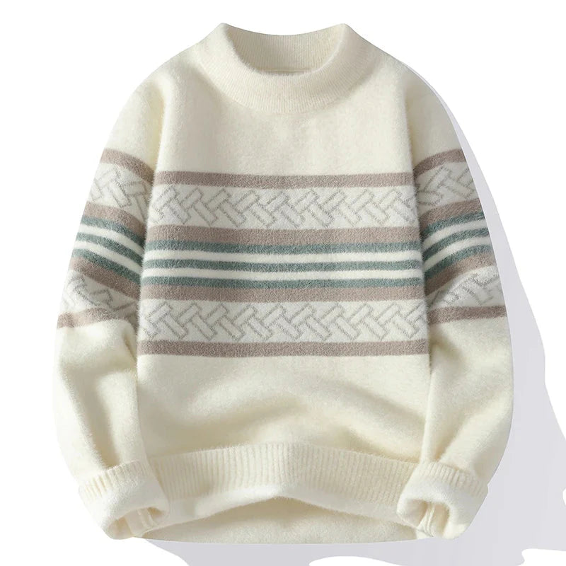 2024 winter new style men's sweater knitted striped Men Fashion Sweaters Thicken Warm wool pullovers Sweater male clothing