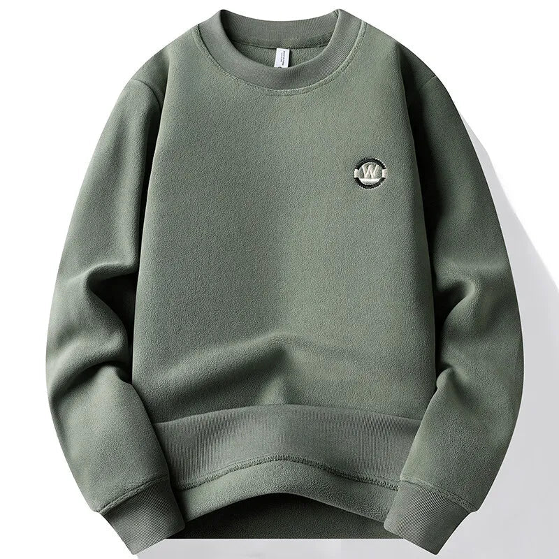 Men's Fashion Thick Hoodie Embroidery Pullover Fleece Lined Men's Winter Clothes Elegant Luxury Brand White Green Pullovers