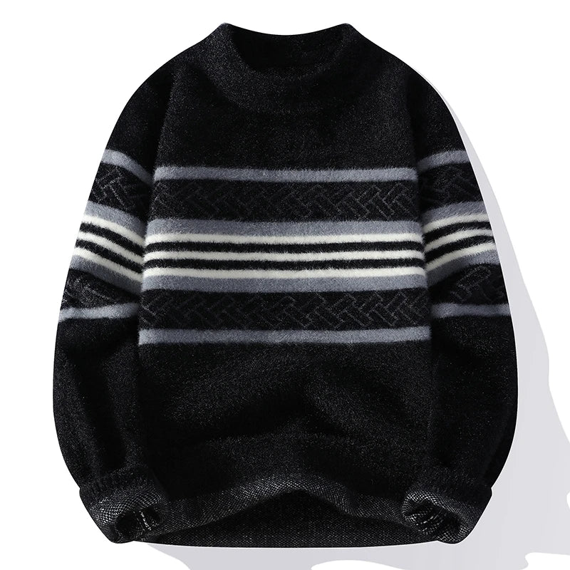 2024 winter new style men's sweater knitted striped Men Fashion Sweaters Thicken Warm wool pullovers Sweater male clothing