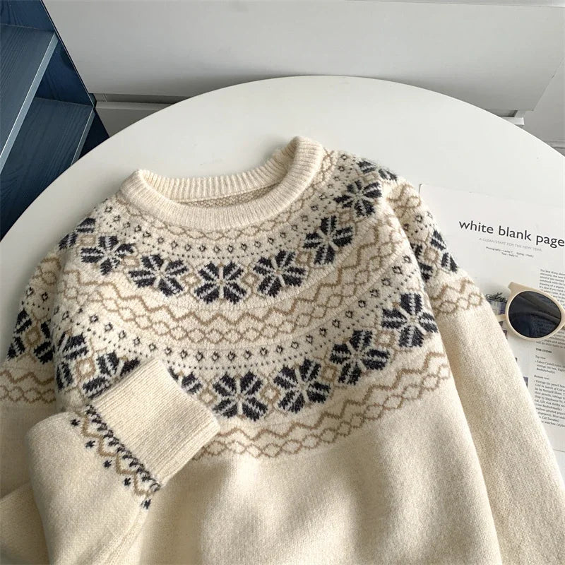 Korean Style Cloud Shoulder Oversized Knitted Sweater round Neck Pullover Japanese Style Tielefeld Lazy Vintage Top