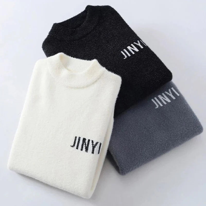 Fashion O-Neck Spliced Knitted Letter Sweaters Men's Clothing 2024 Autumn Winter New Loose Casual Pullovers Loose All-match Tops