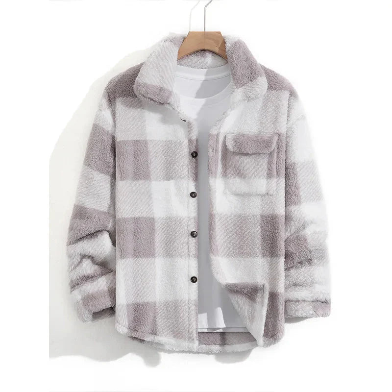 Casual Plaid Men's Jacket Spring Autumn New Style Middle Youth Breathable Loose Fit Button up Outerwear Fashionable Top