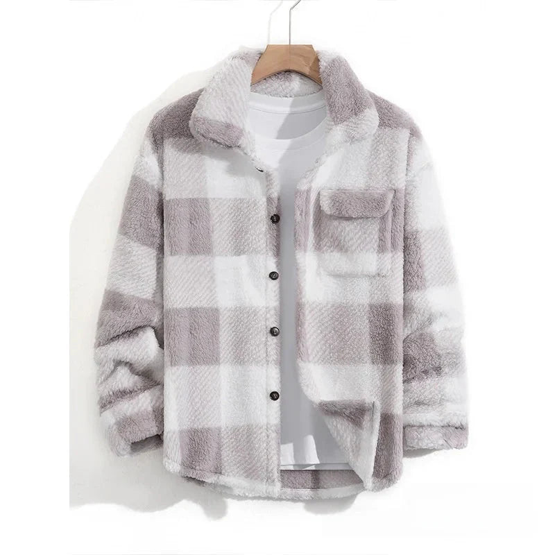 Casual Plaid Men's Jacket Spring Autumn New Style Middle Youth Breathable Loose Fit Button up Outerwear Fashionable Top