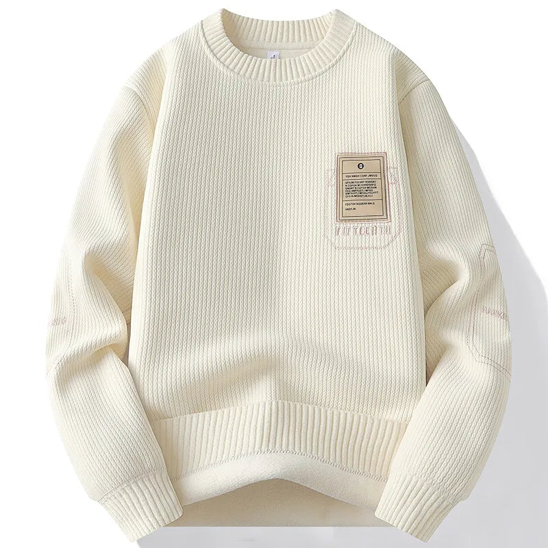 Men's Fashion Thick Hoodie Embroidery Pullover Fleece Lined Men's Winter Clothes Elegant Luxury Brand White Green Pullovers