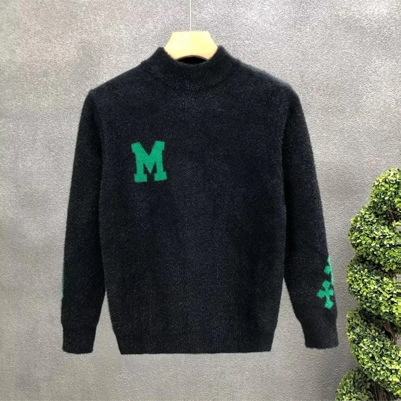 Quality Mink Velvet Knitted Sweater round Neck Men's Autumn Winter Casual Fashionable Youth Student Knitwear Comfortable Sweatsh